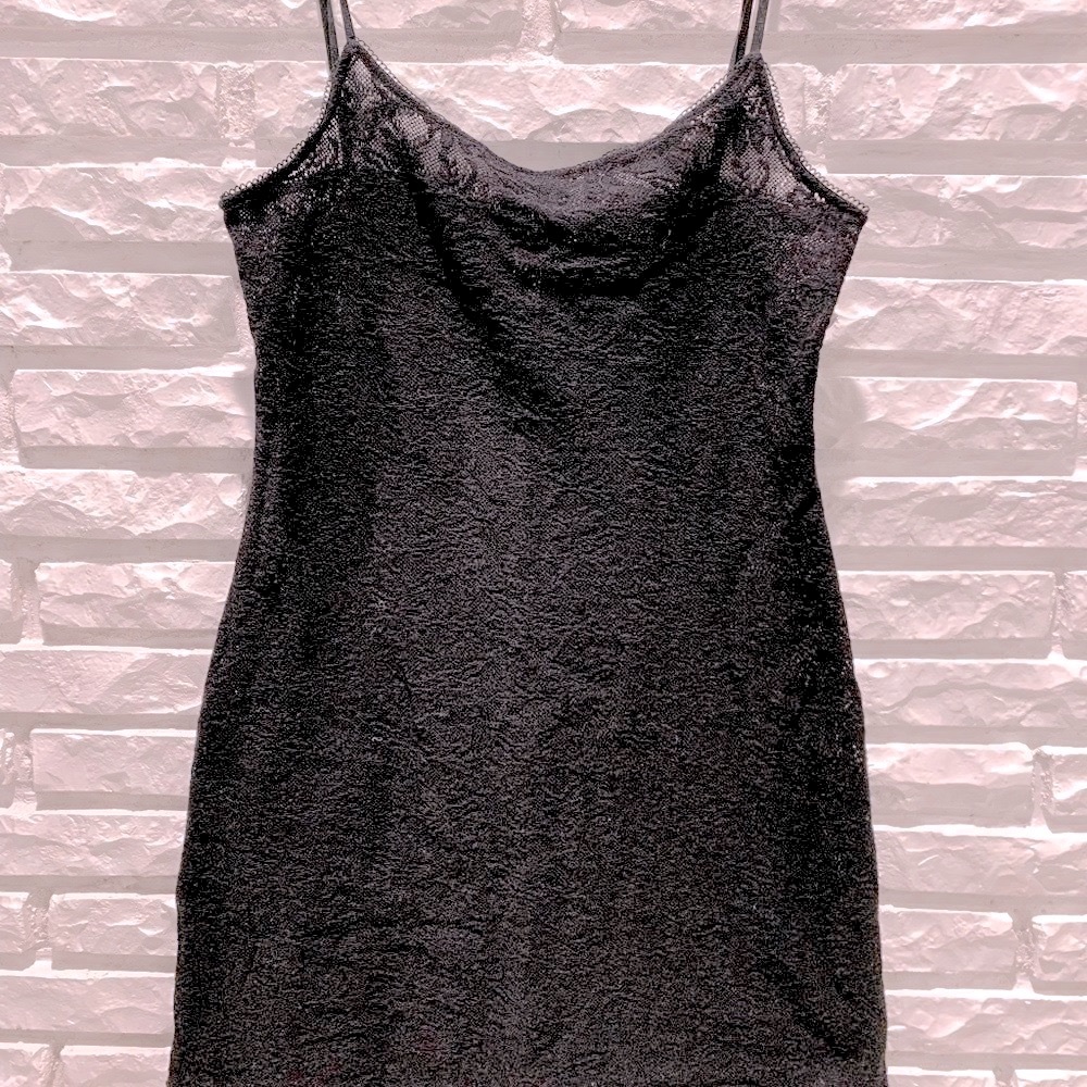 August Moon Intimates Vintage Lace Slip Dress Black Sz M